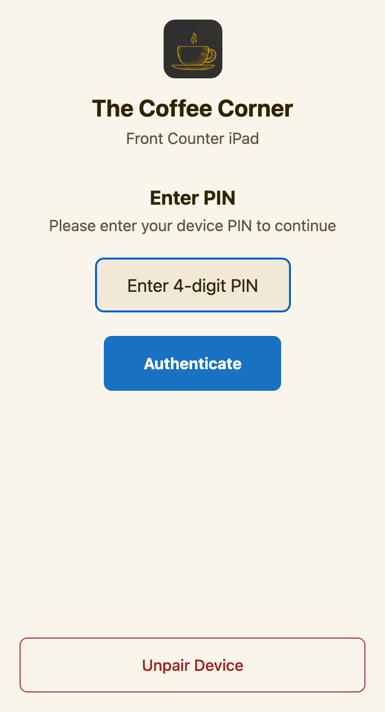 Scanaroo's Enter PIN screen