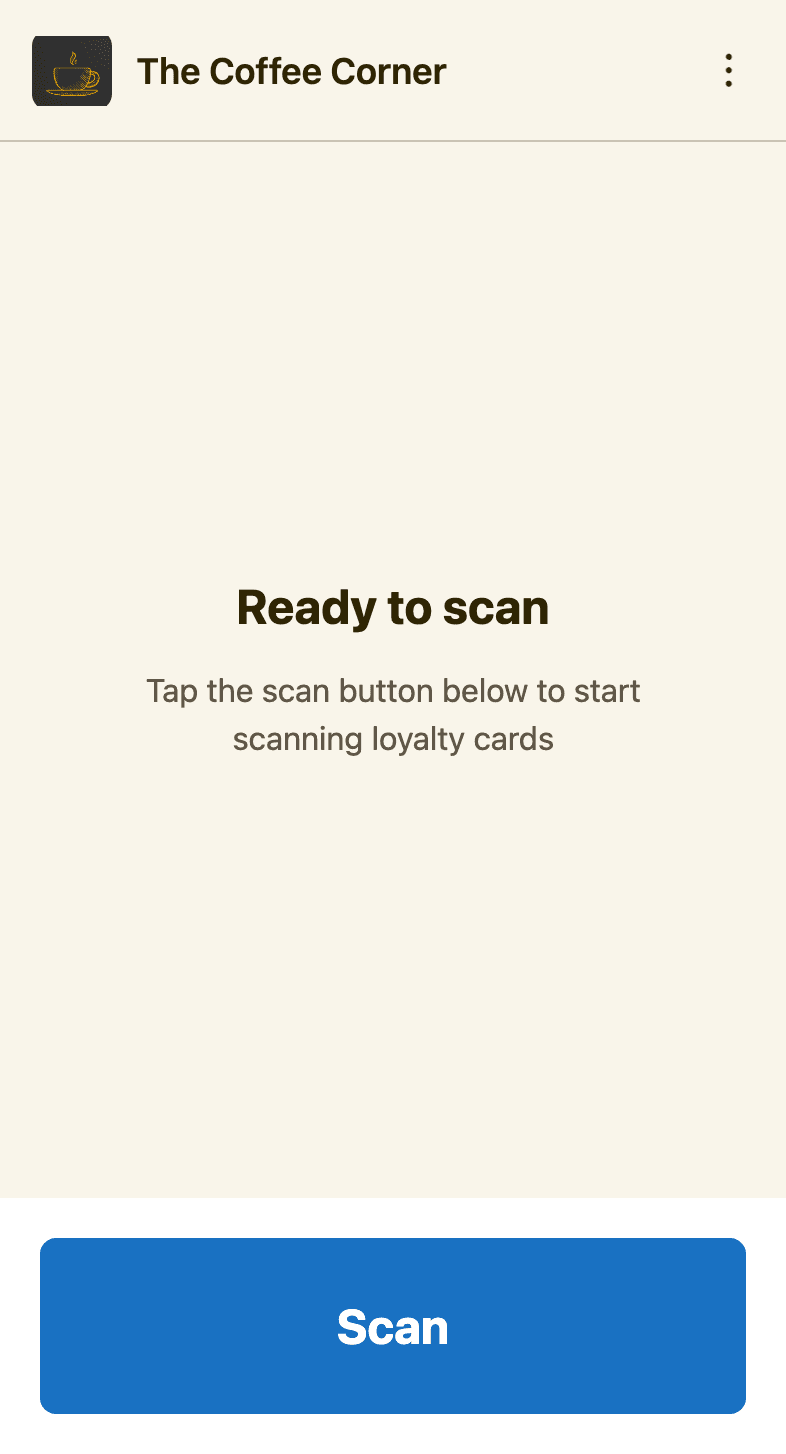 Scanaroo's main screen with a large Scan button